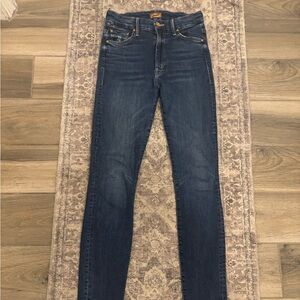 Mother Blue Denim High Waisted Looker Ankle Frye Stretch Skinny Jeans Sz 26